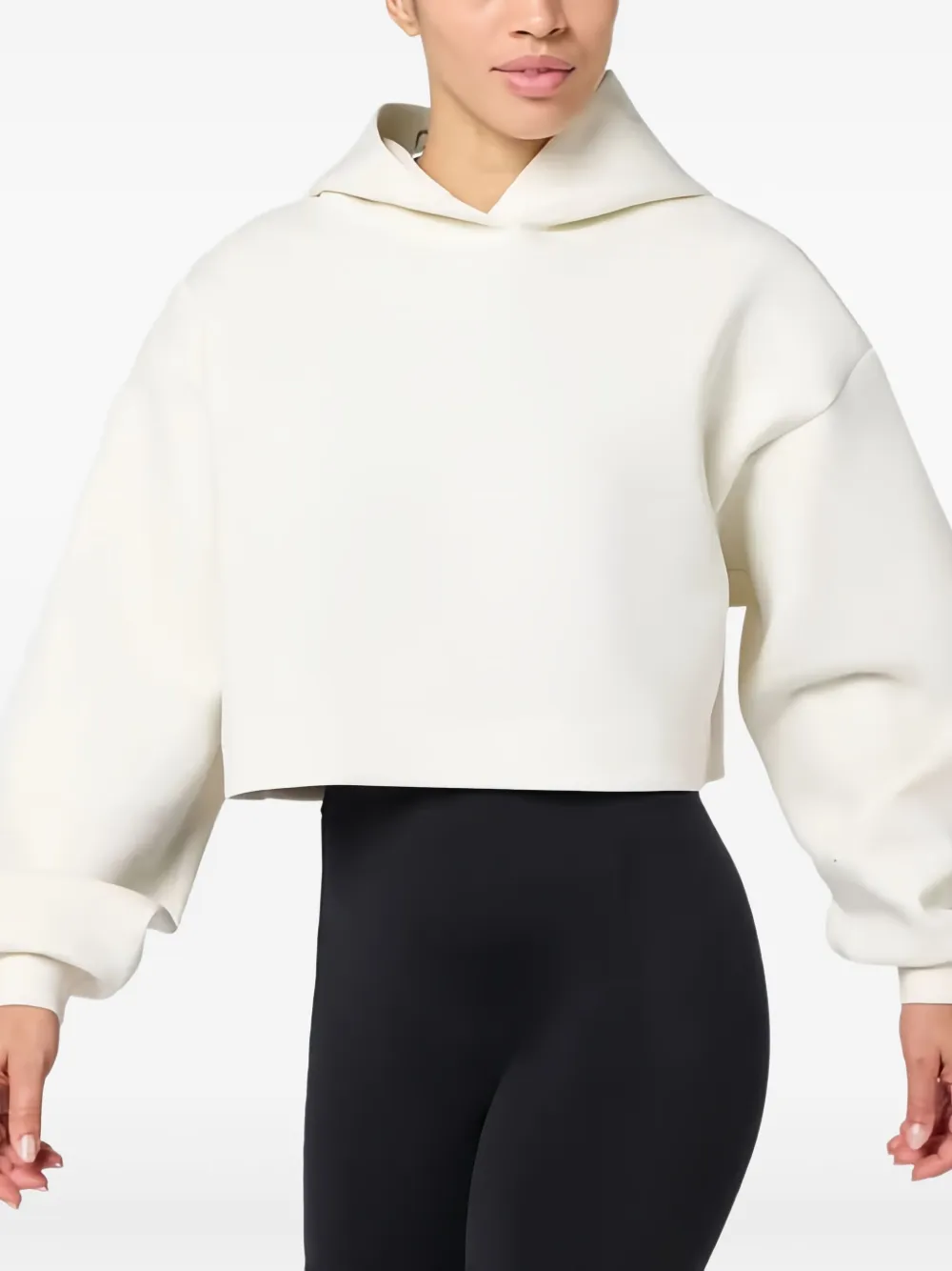 Squatwolf Balloon-sleeve Cropped Hoodie In White