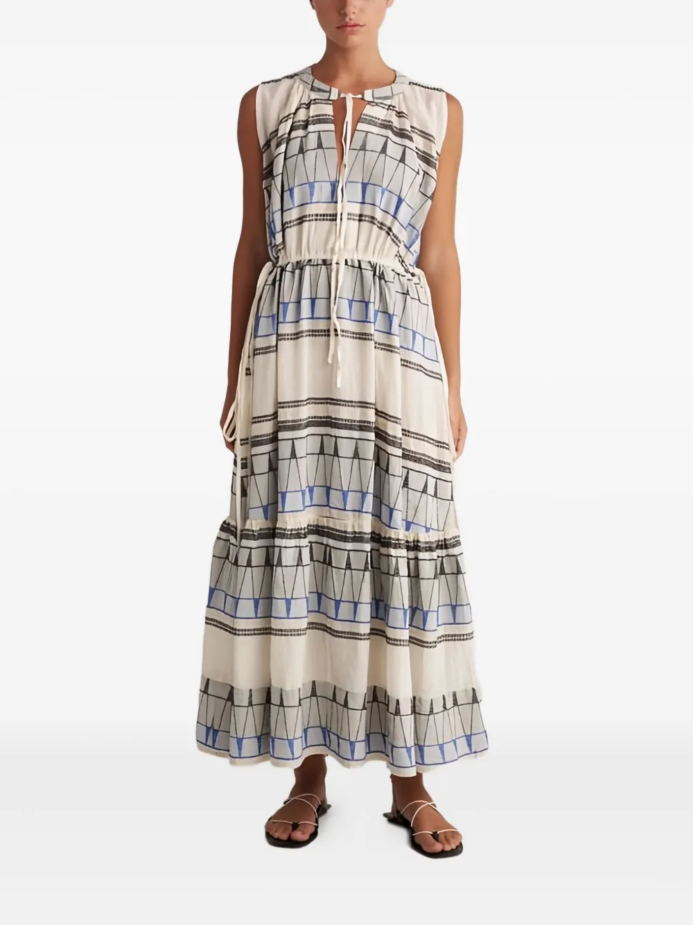 Pearl & Caviar Zakar Tiered Maxi Dress In Neutral