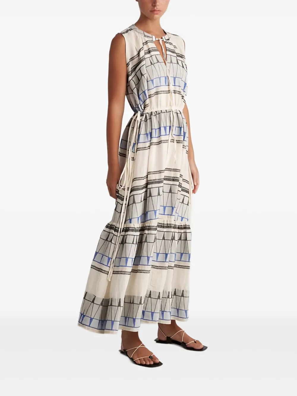 Pearl & Caviar Zakar Tiered Maxi Dress In Neutral