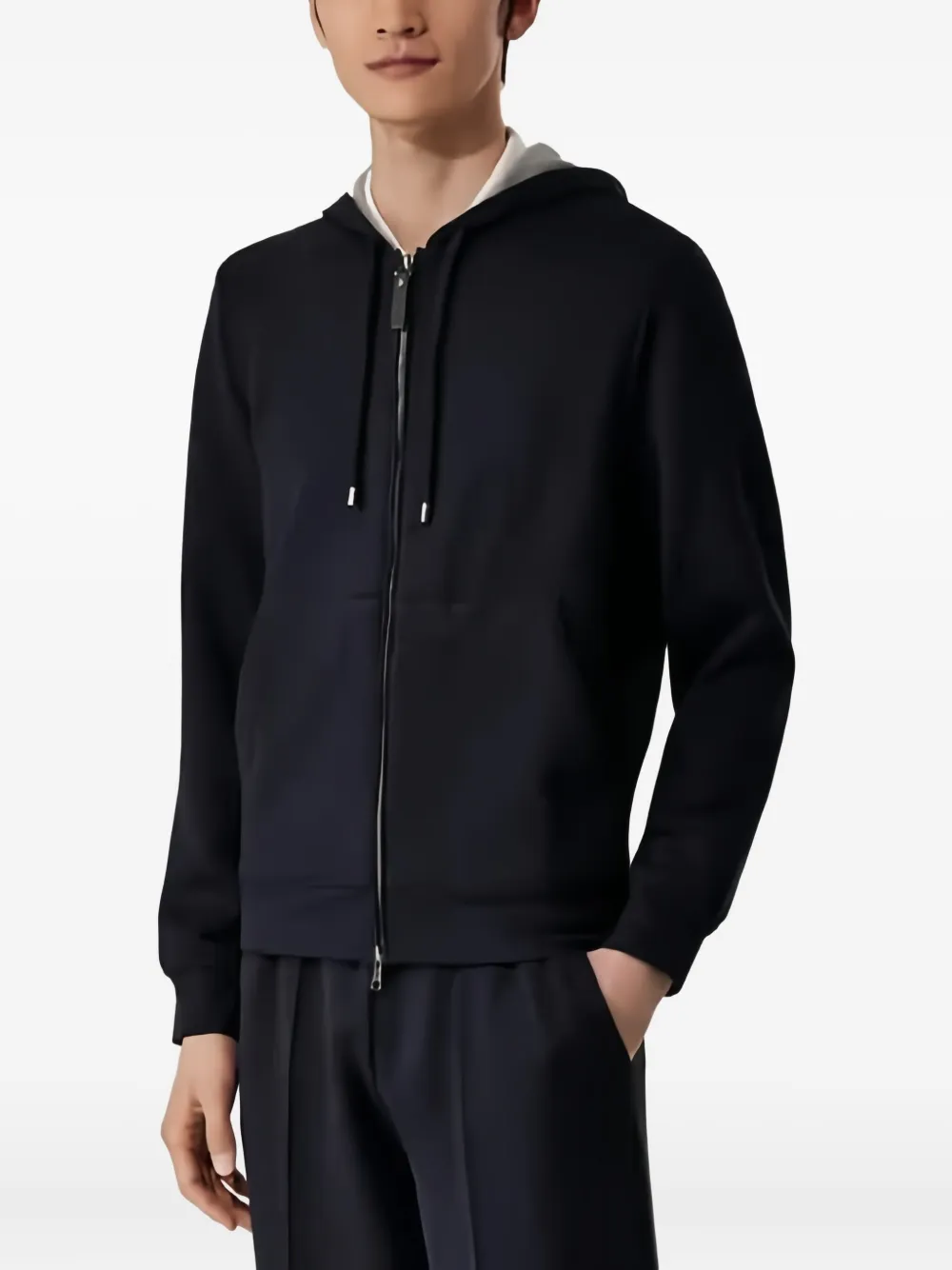 Canali Zip Hoodie In Blue