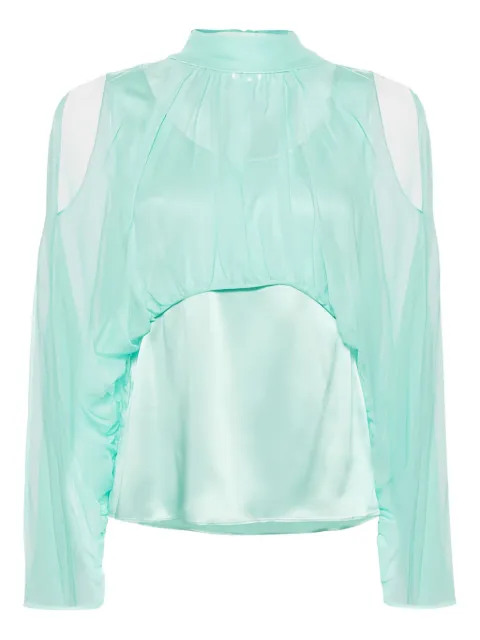 Alberta Ferretti open shoulder high neck blouse