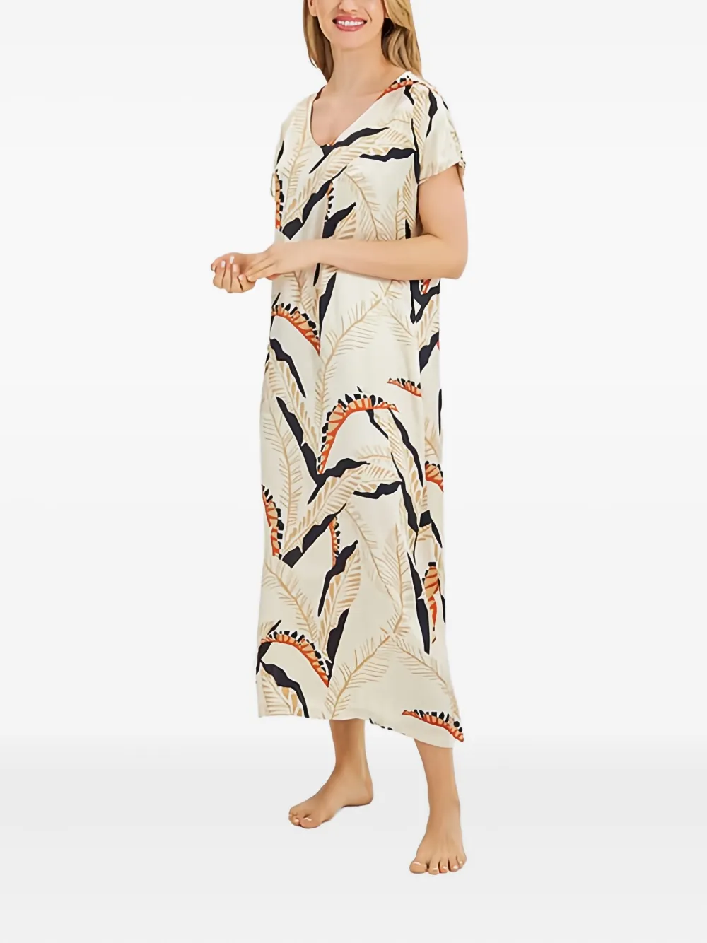 Louis Feraud V-neck Printed Nightdress Neutrals FARFETCH ZA