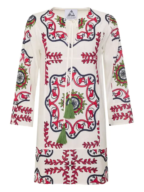 PEARL & CAVIAR vestido corto bordado