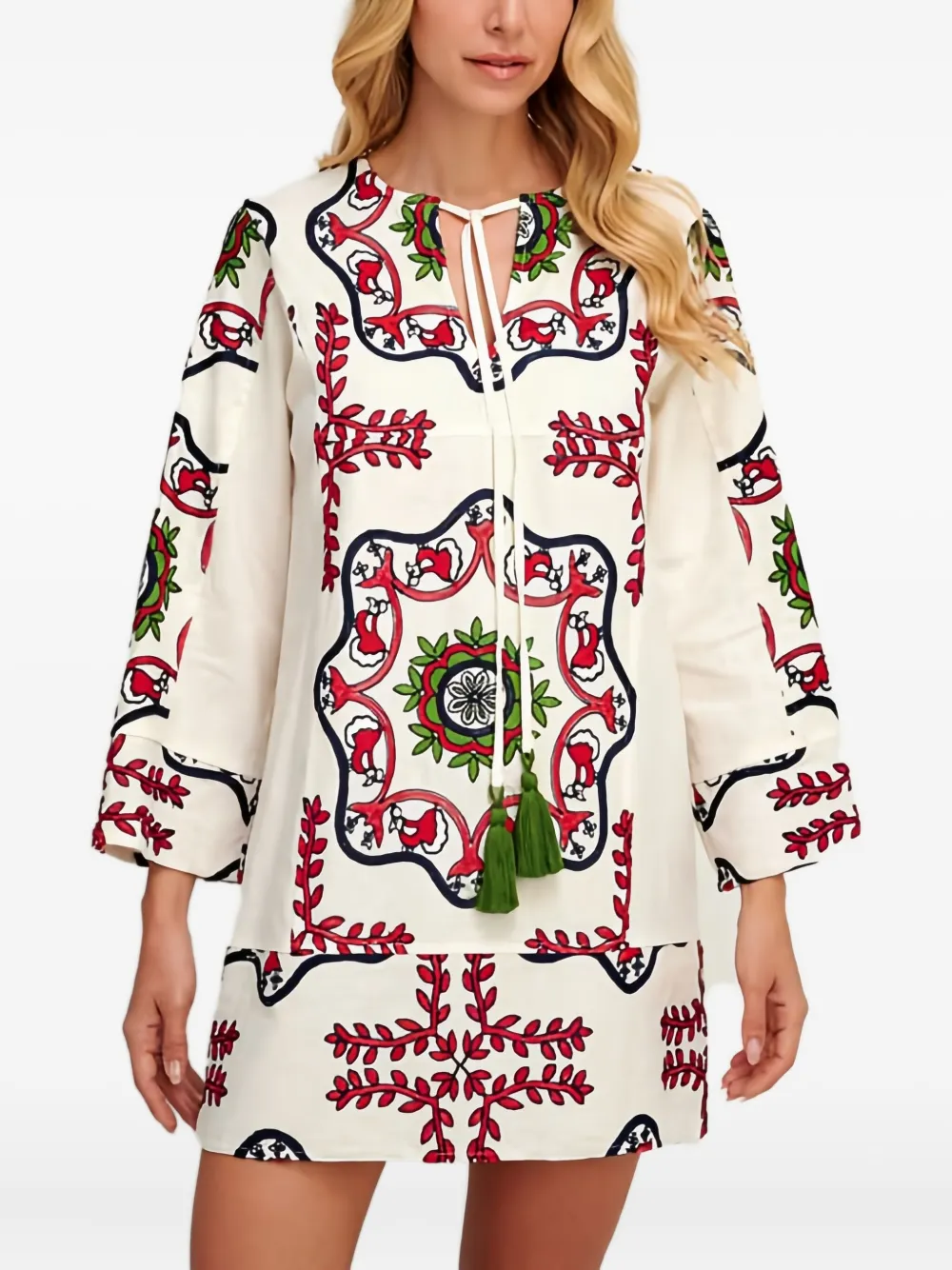 Pearl & Caviar Embroidered Mini Dress In Multi