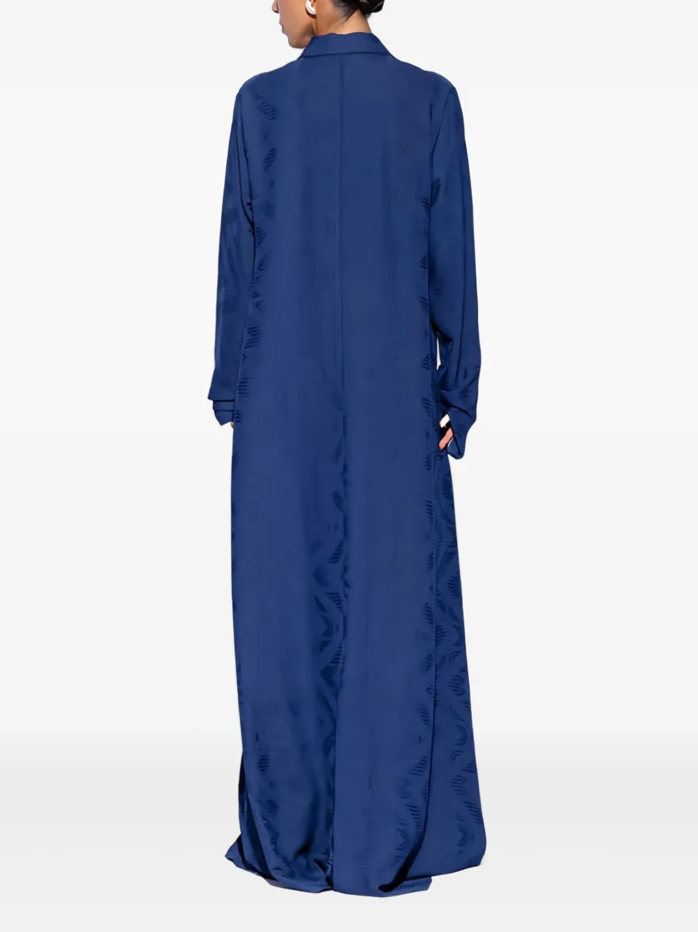 Harlienz Shawl-collar Patterned Maxi Dress In Blue