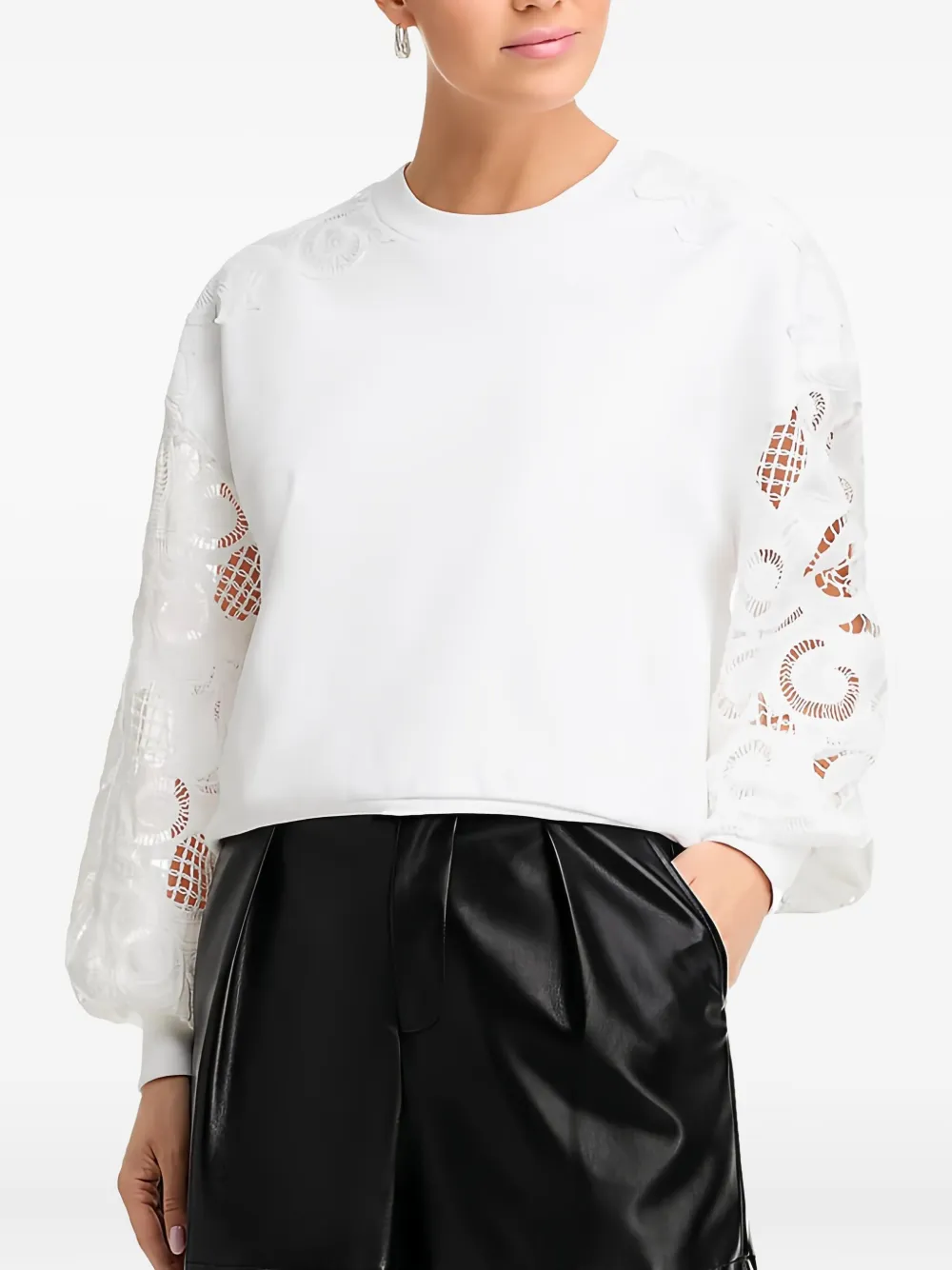 Cinq A Sept Top met kanten mouwen Wit