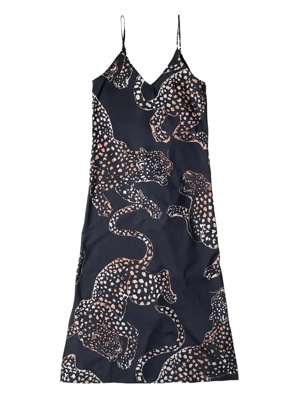 Desmond & Dempsey Jaguar-print Nightdress In Blue