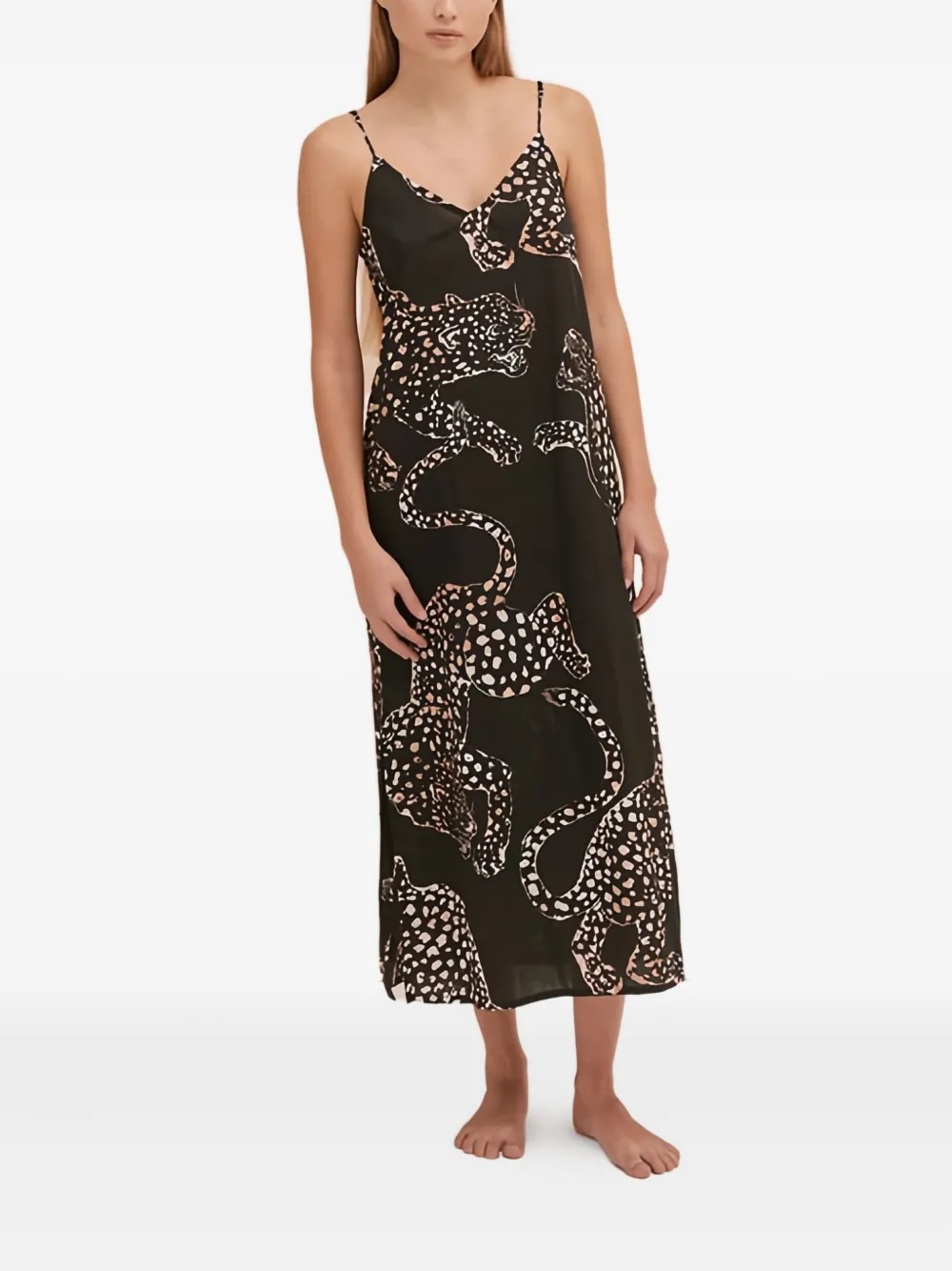 Desmond & Dempsey Jaguar-print Nightdress In Blue