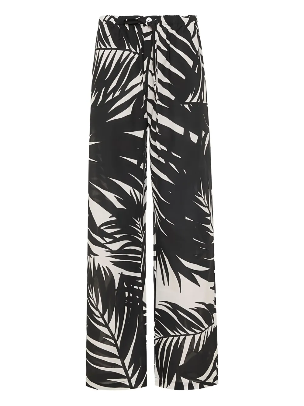 Pearl & Caviar Leaf-print Trousers In Black