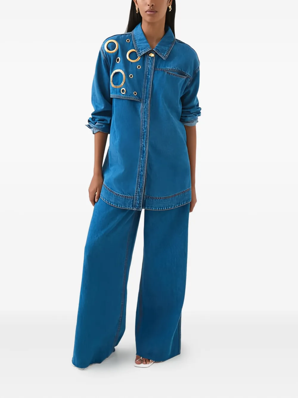 Aje Jeans met gerafelde zoom - Blauw