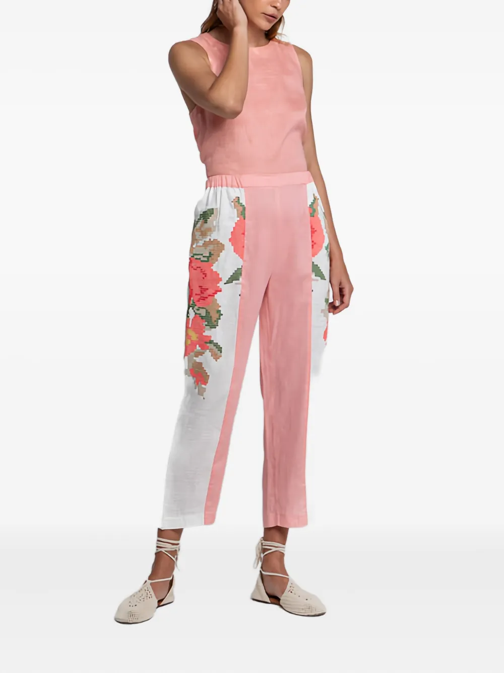 Greek Archaic Kori Elasticated-waist Floral Trousers In Multi