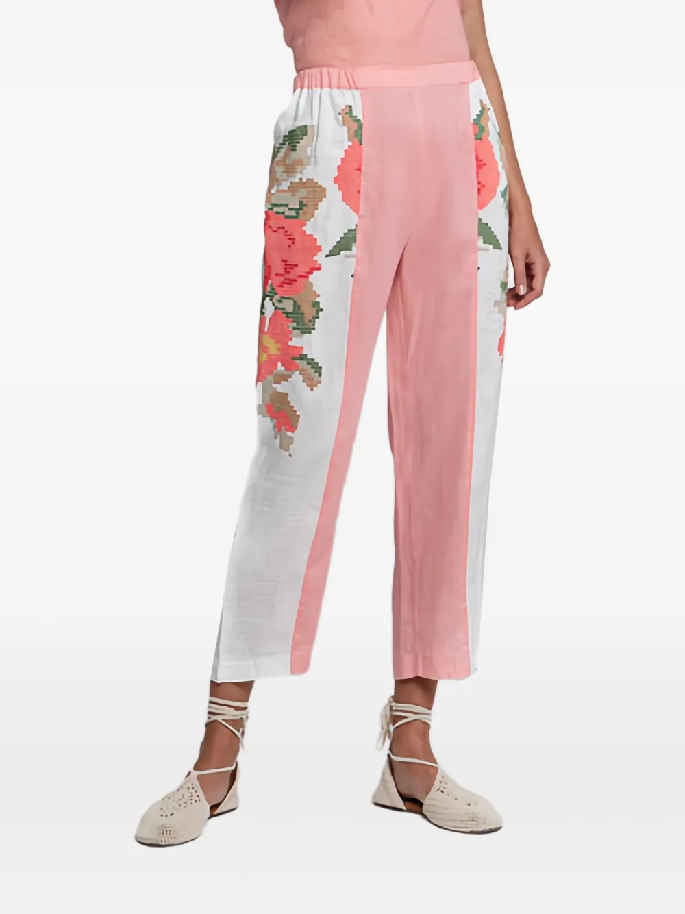 Greek Archaic Kori Elasticated-waist Floral Trousers In Multi