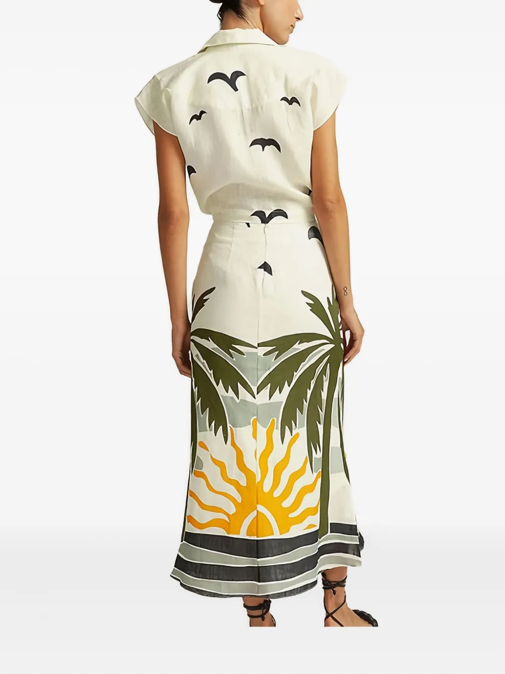Cala de la Cruz Midi-rok met print Beige