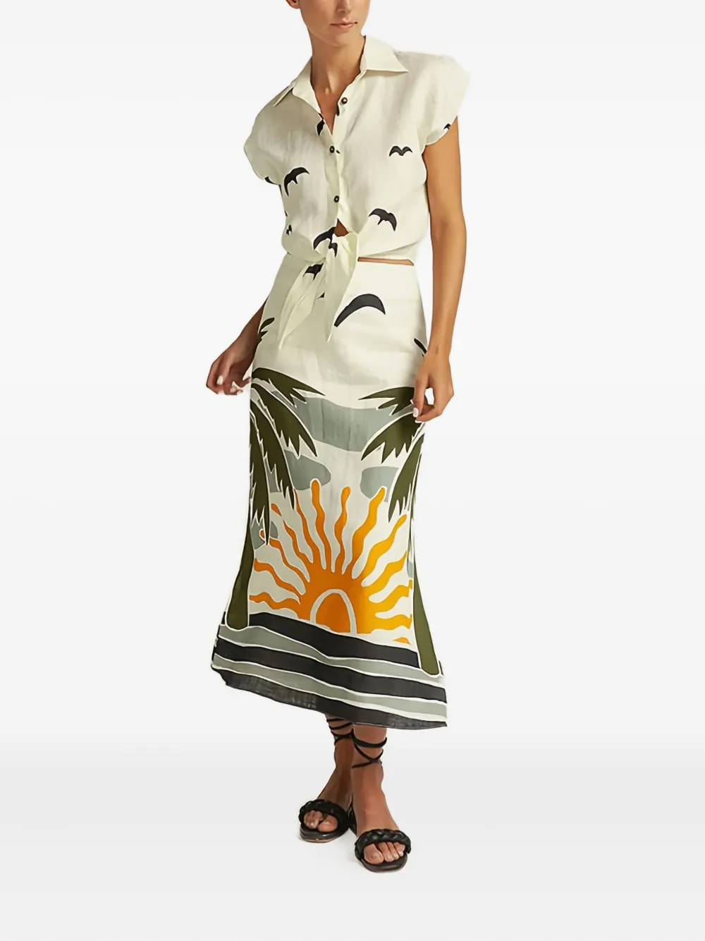 Cala de la Cruz Midi-rok met print - Beige