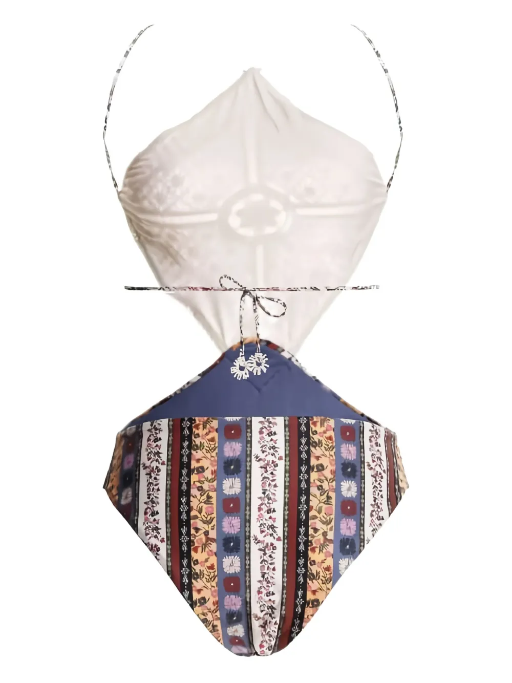 Agua Bendita Gehaakt badpak met bloemenprint Beige