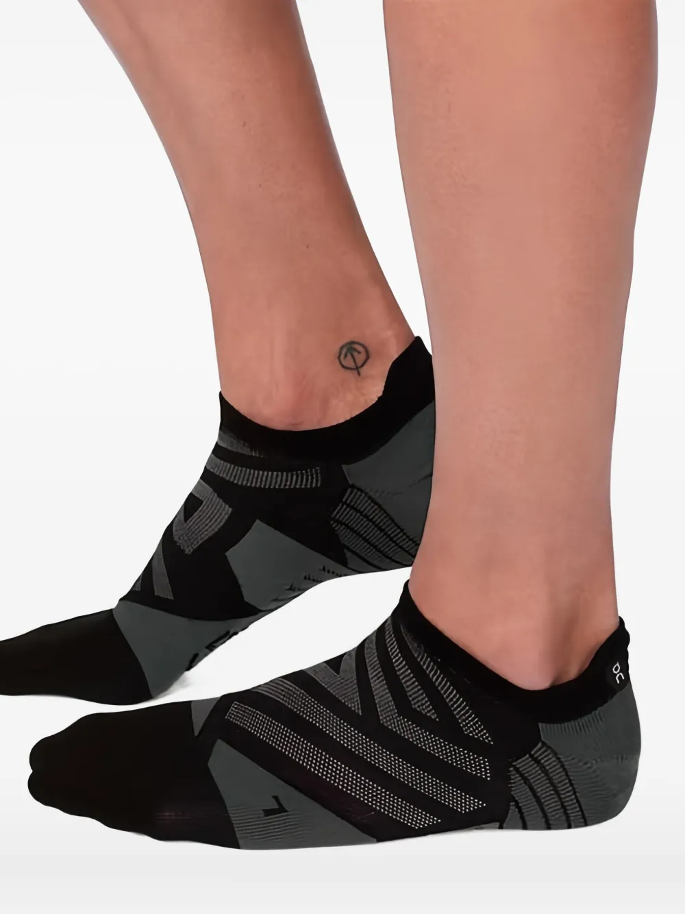 On Running Geometric-panel Socks In Black