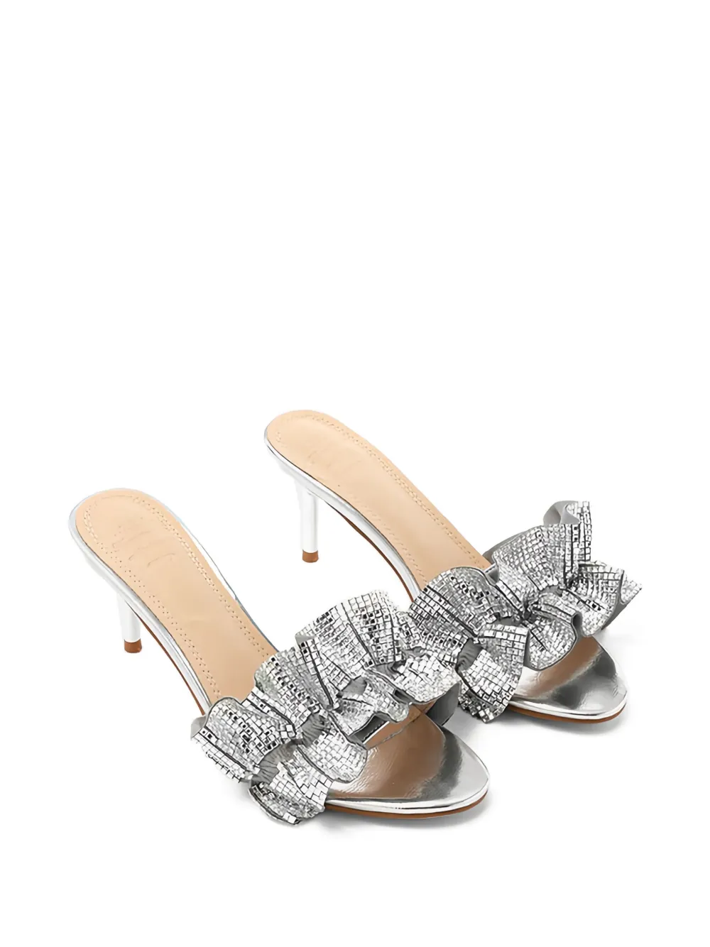 Twenty Four Haitch 70mm Ruffled Sandals In Transparent