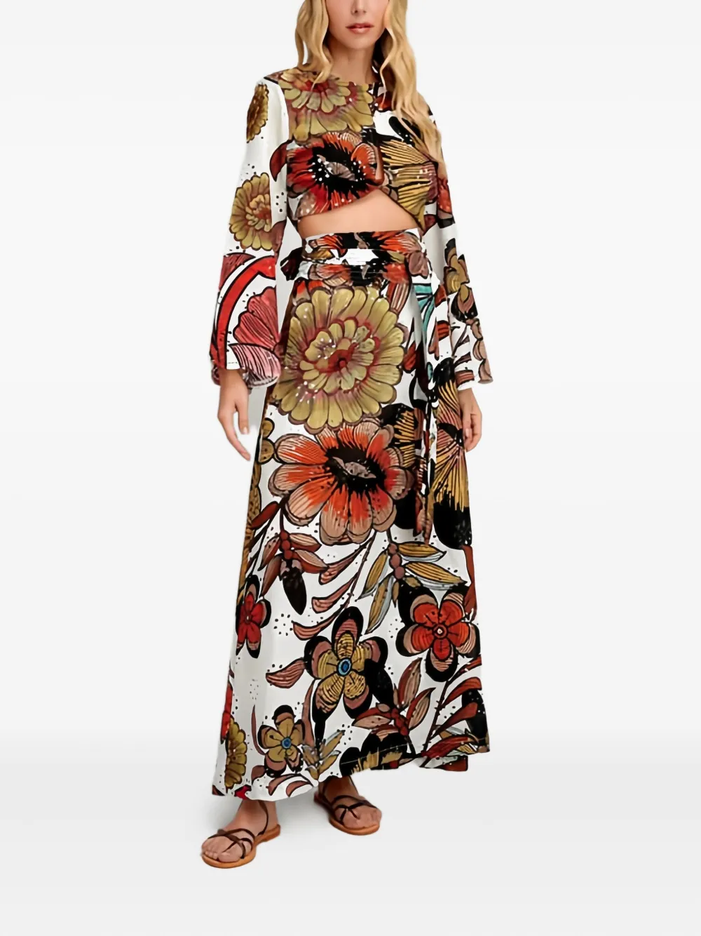PEARL & CAVIAR Broderie maxi-rok - Wit