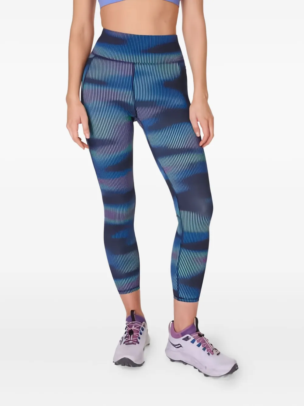 Sweaty Betty Zero Gravity Illuminate 7/8 Abstract Camo-print Leggings In Blue