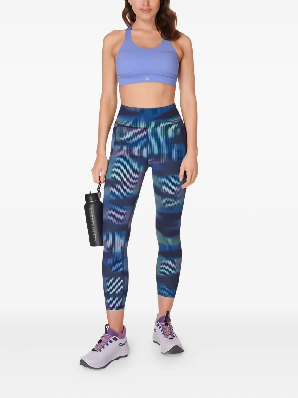 Sweaty Betty Zero Gravity Illuminate 7/8 legging met abstracte camouflageprint - Blauw