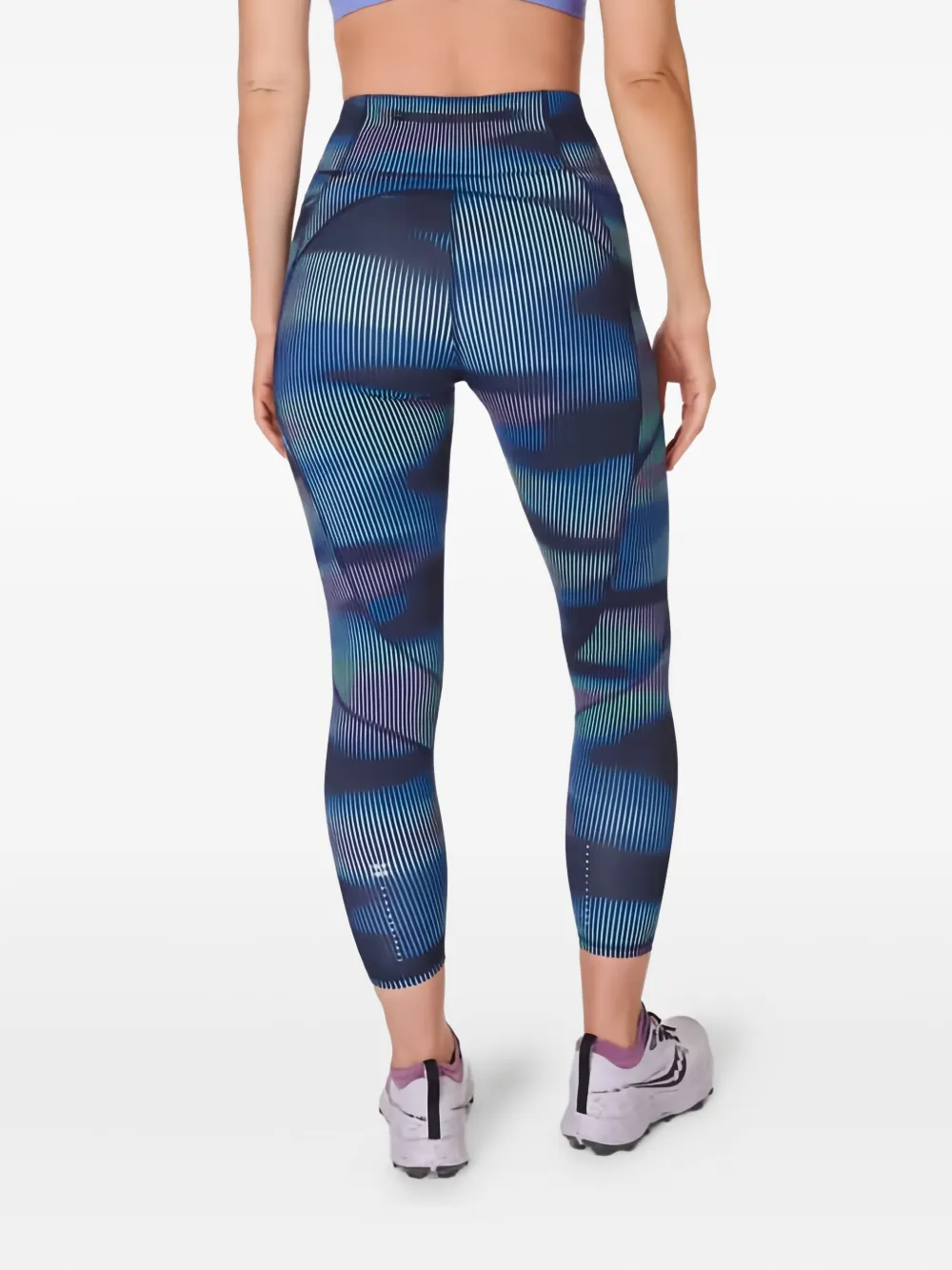 Sweaty Betty Zero Gravity Illuminate 7/8 Abstract Camo-print Leggings In Blue