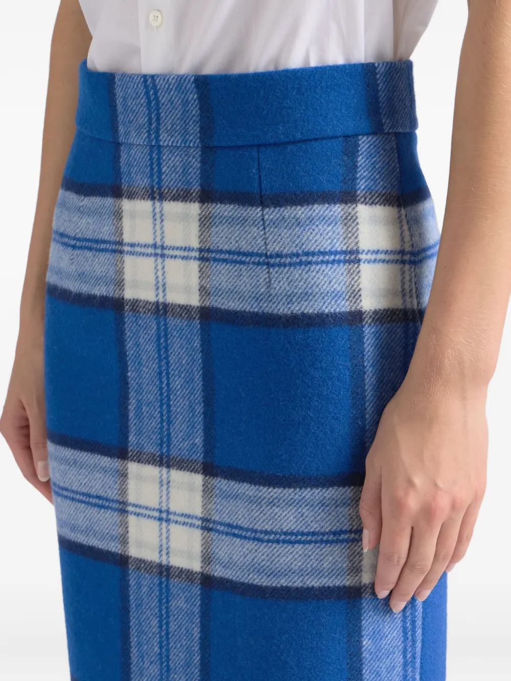 Bally Check-motif Midi Skirt In Blue