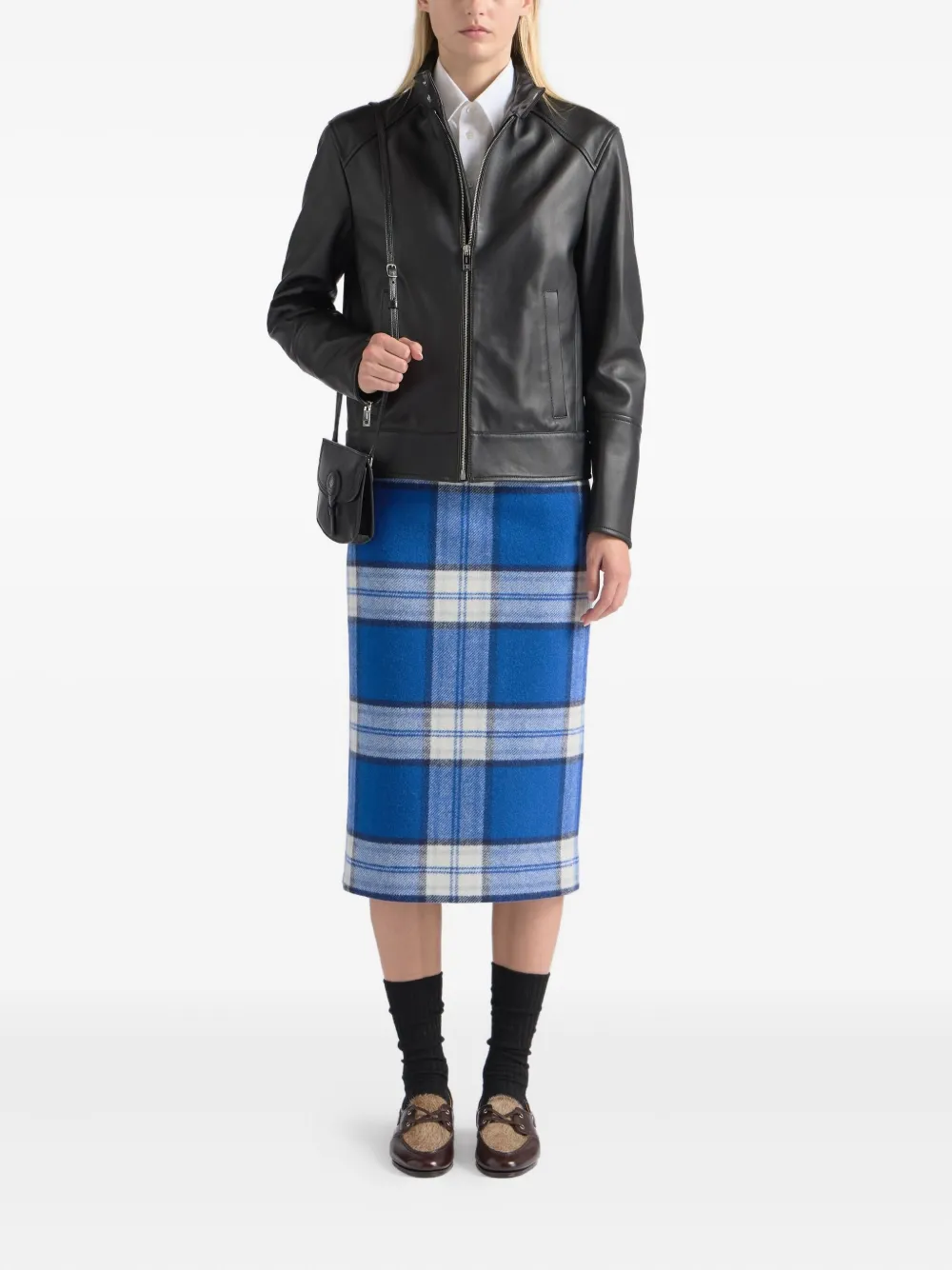 Bally Check-motif Midi Skirt In Blue