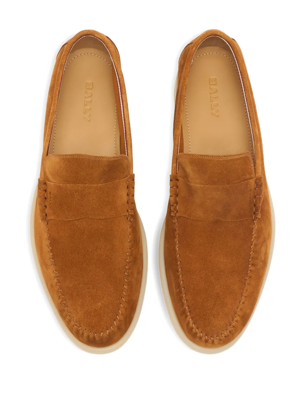 Bally Switz loafers met gesmockt detail en stiksels Bruin