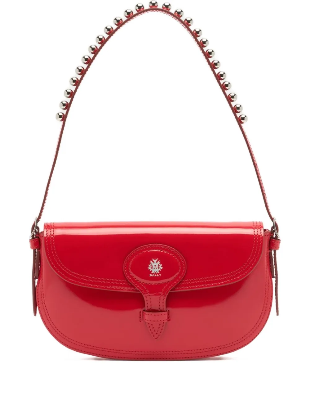 Bally Small Studded-handle Shoulder Bag In Red