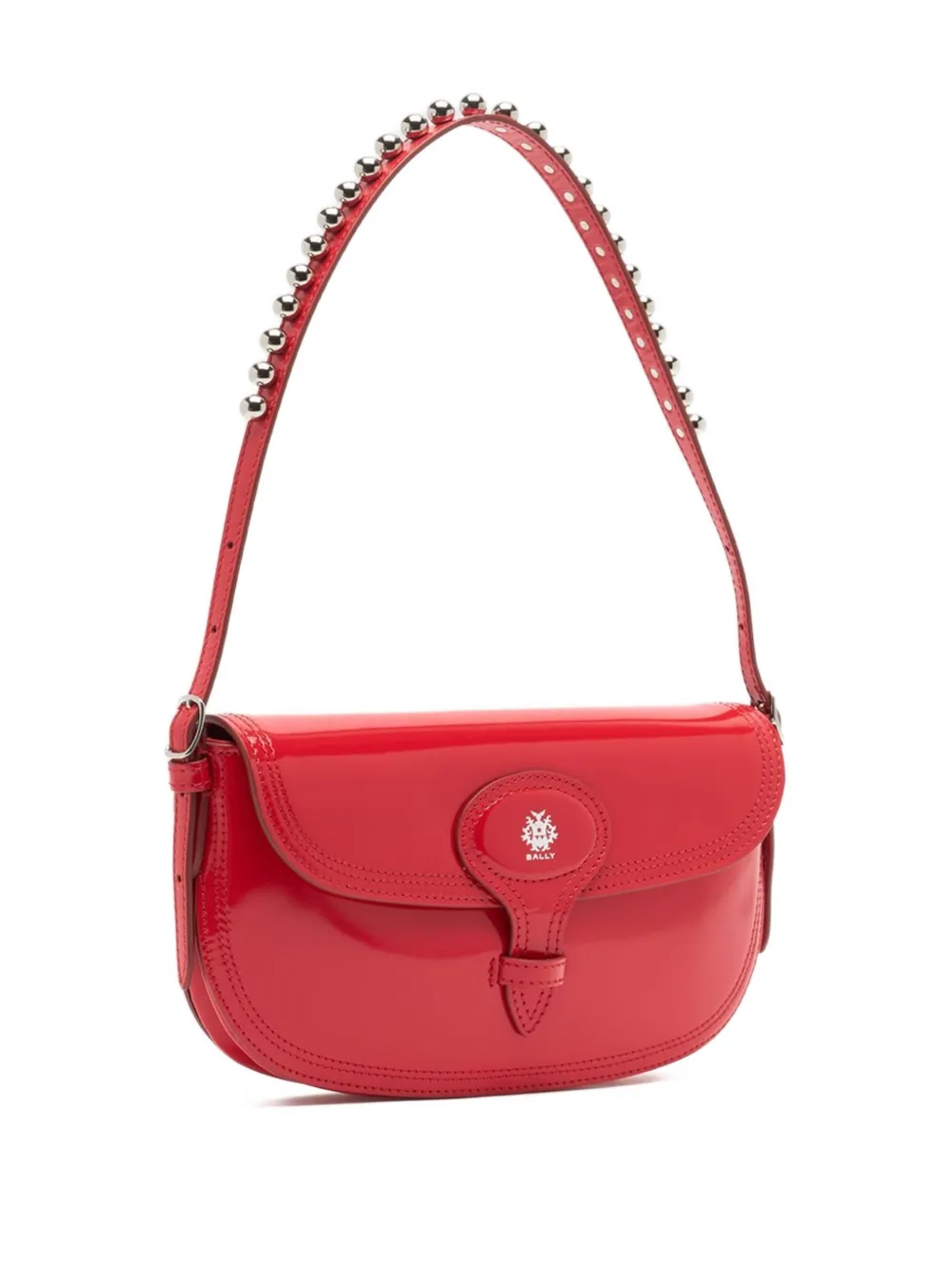 Bally Small Studded-handle Shoulder Bag In Red
