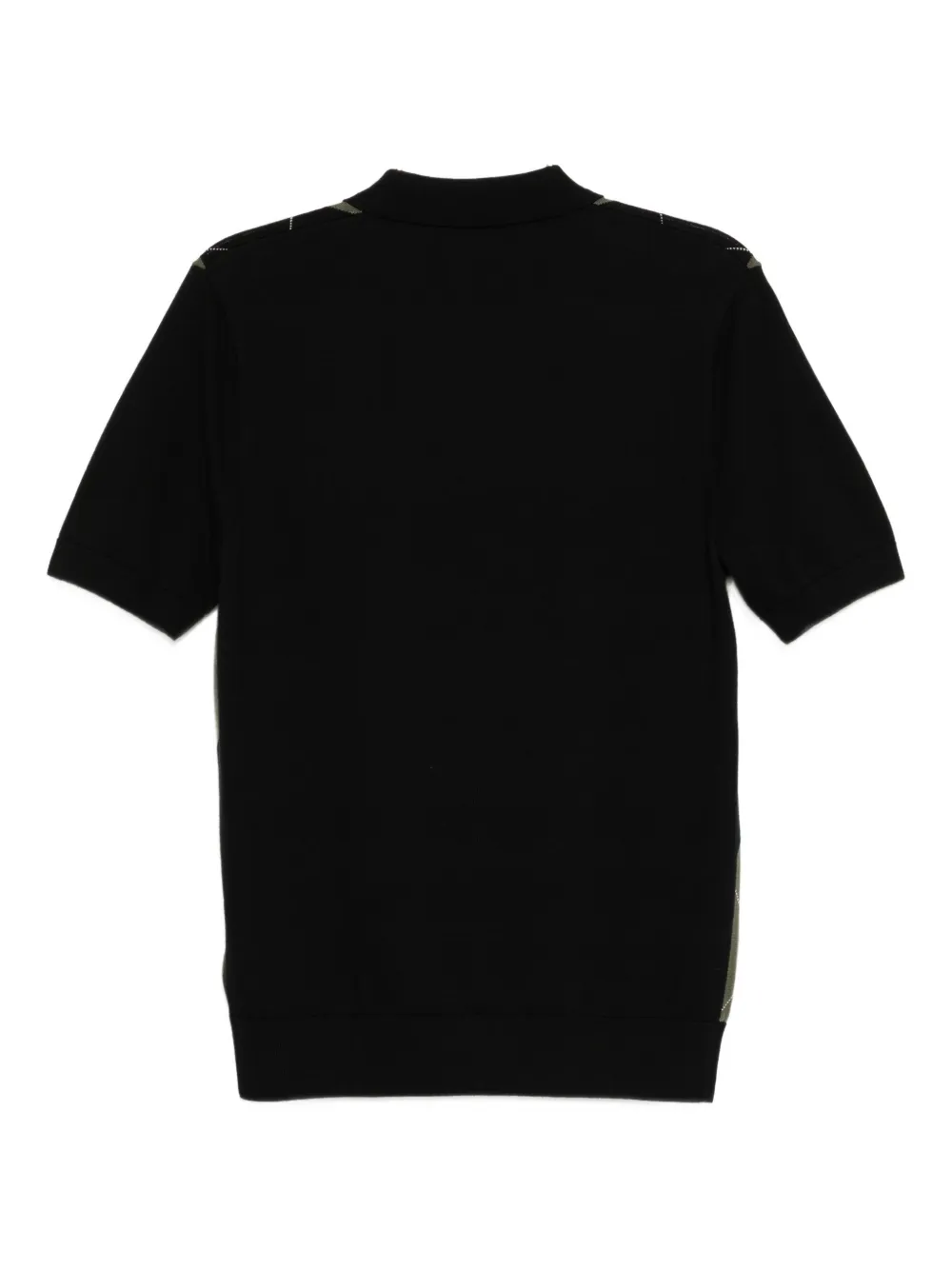 Fred Perry Short Sleeve Textured Argyle Knitted Polo Shirt Black In Green
