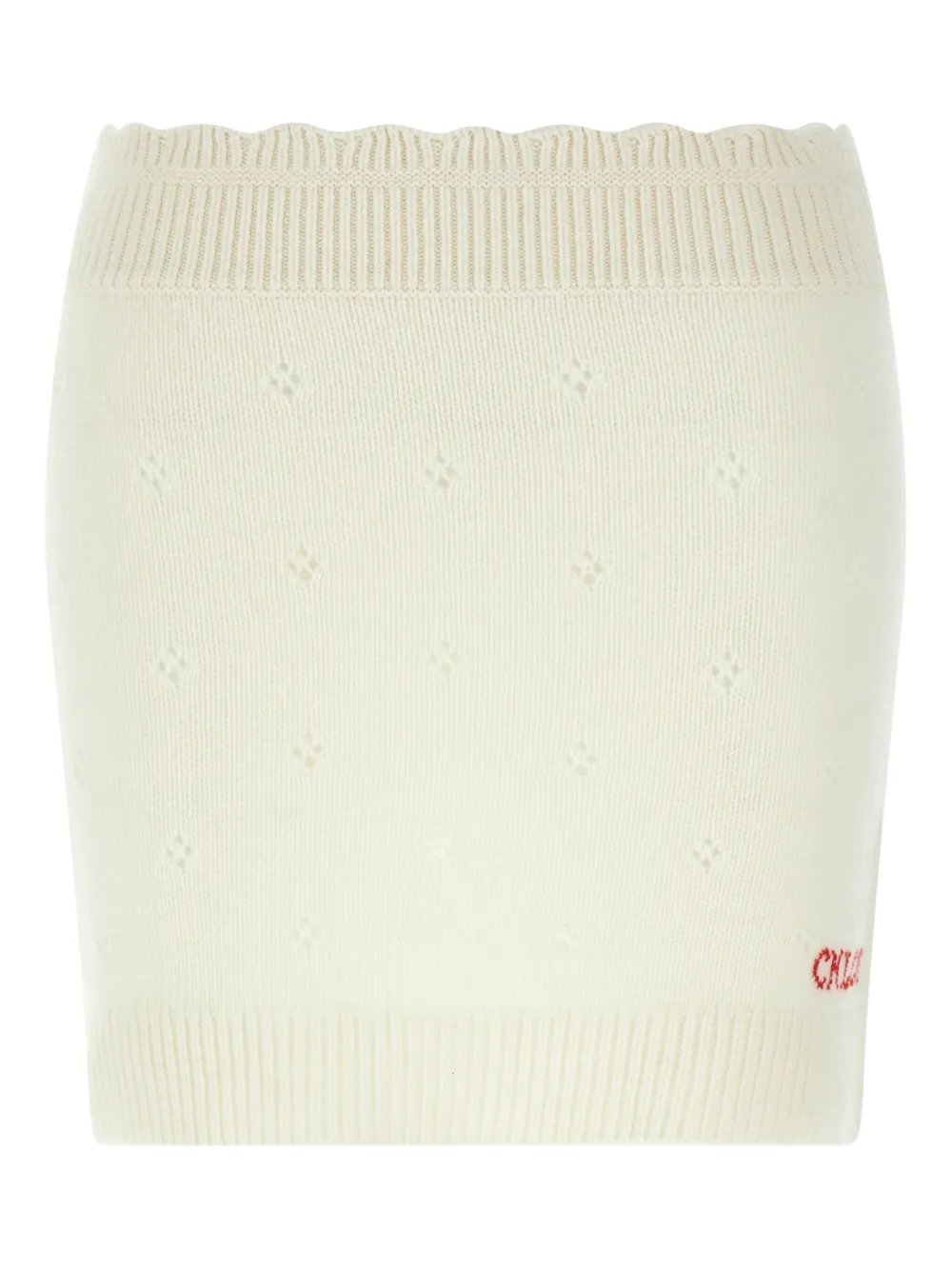 Chloé Cashmere Wool Mini Skirt With Ribbed Waistband In Neutral