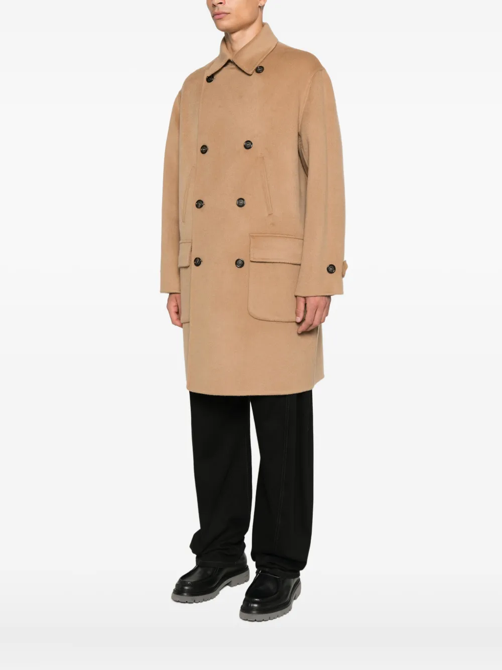 Paolo Pecora Double-breasted Coat In Brown