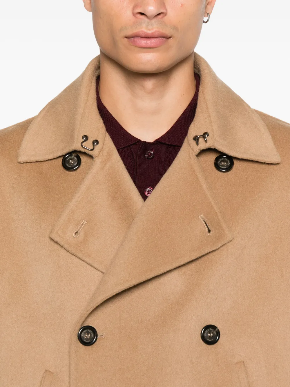 Paolo Pecora Double-breasted Coat In Brown