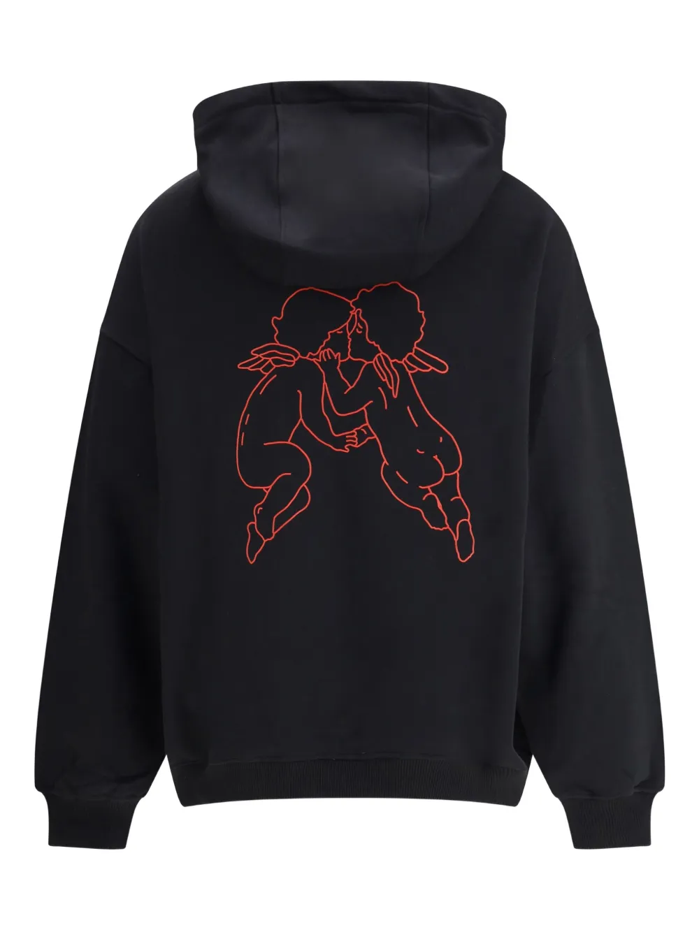 Fiorucci Kissing Angels Love Print Hoodie In Burgundy