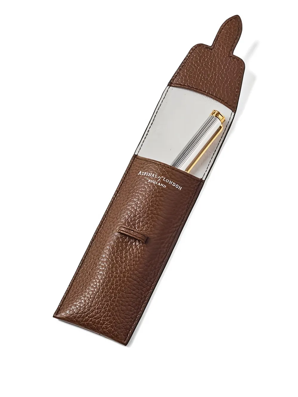 Aspinal Of London Textured Pen Case (16cm X 3.8cm) In Brown