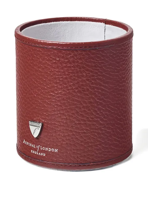 Aspinal Of London cylindrical logo pen pot (10cm x 9cm)