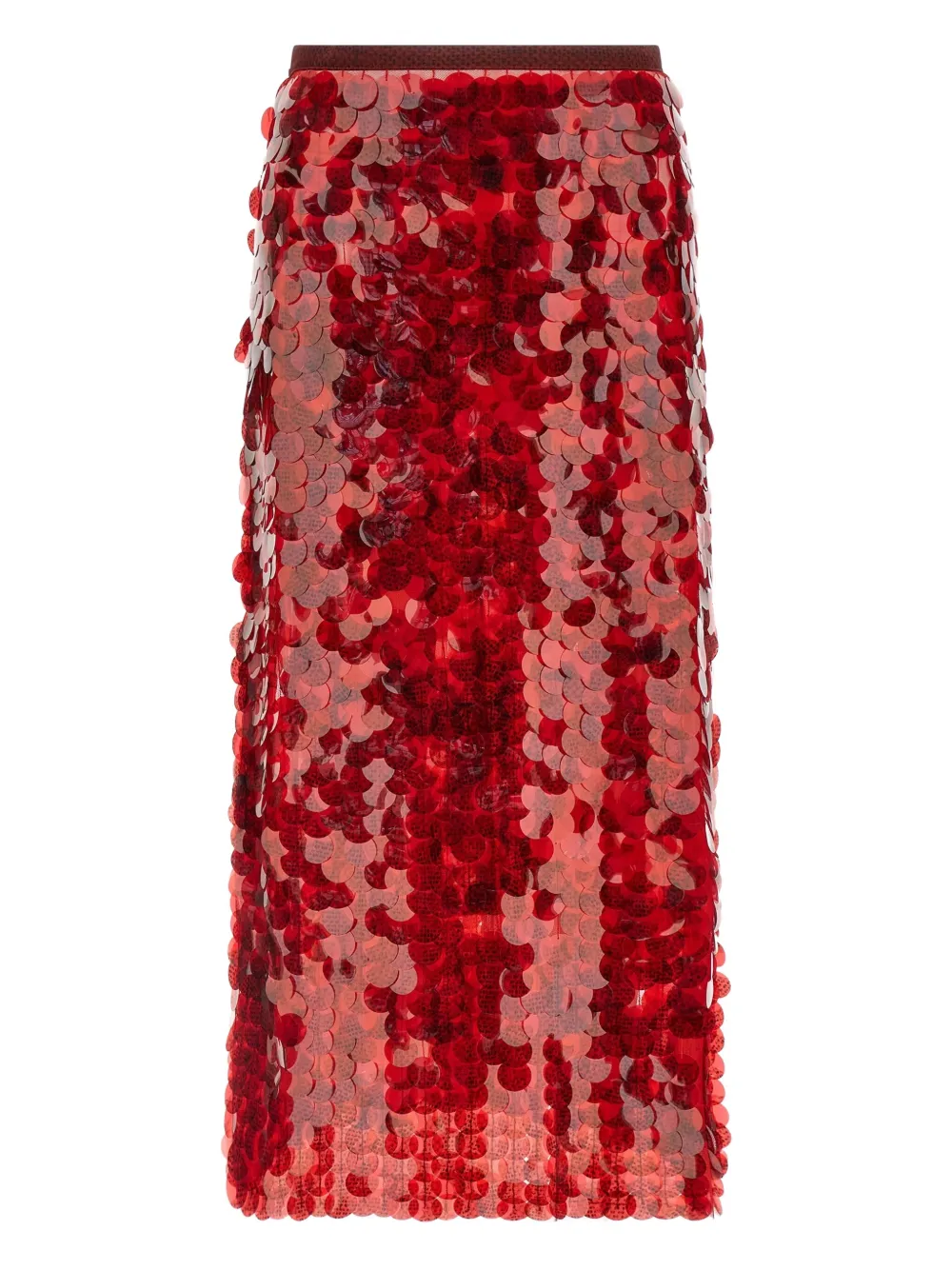 Fabiana Filippi Shimmering Midi Skirt Featuring Sequin Embellishments In Red