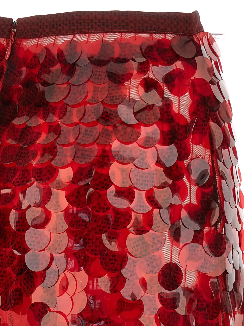 Fabiana Filippi Shimmering Midi Skirt Featuring Sequin Embellishments In Red