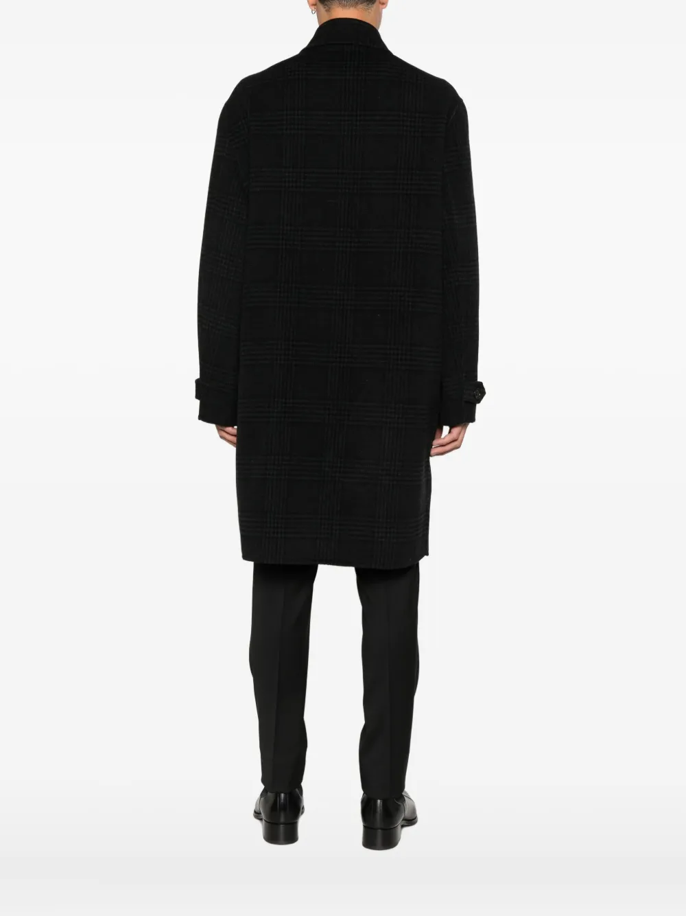 Paolo Pecora Checkered Coat In Black