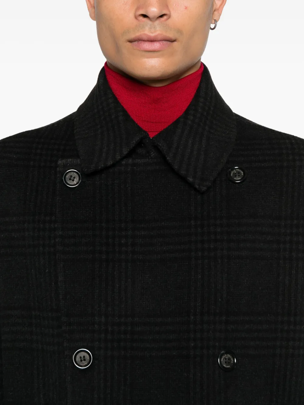 Paolo Pecora Checkered Coat In Black