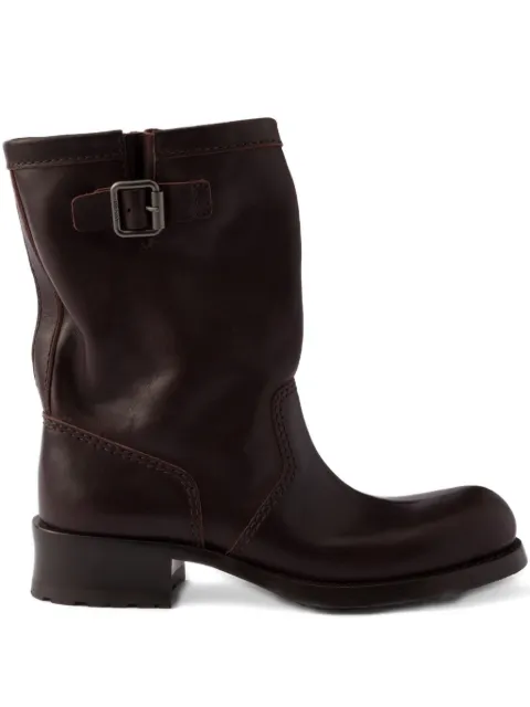 Prada 40mm logo-buckle leather boots