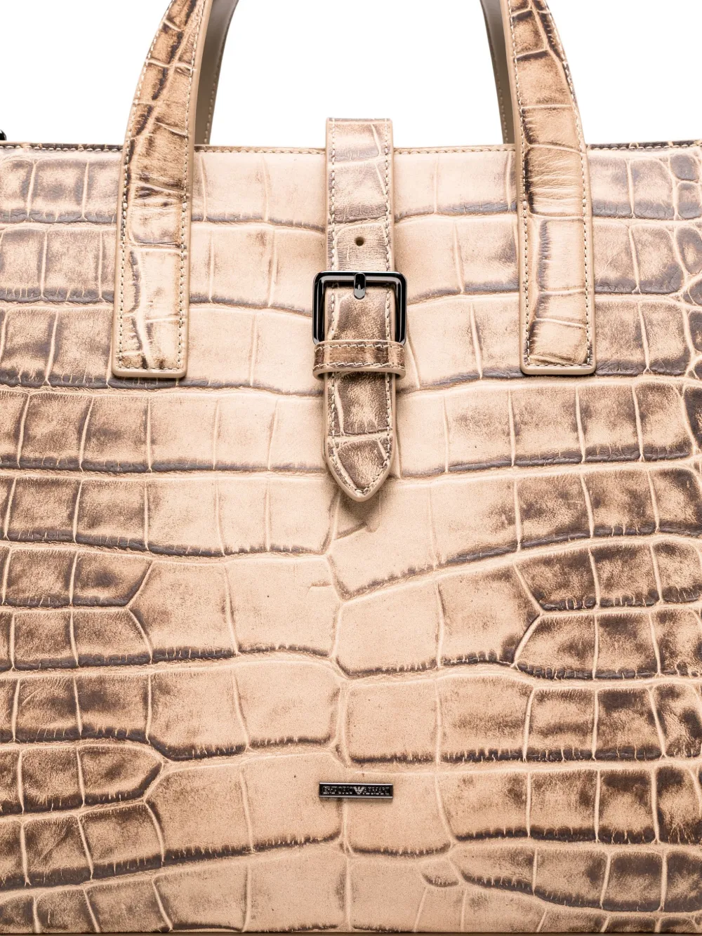 Emporio Armani Shopper met krokodillen-reliëf Beige