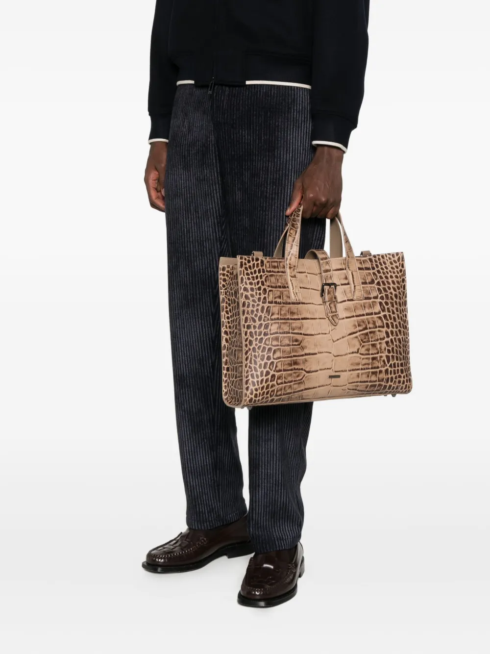 Emporio Armani Shopper met krokodillen-reliëf Beige