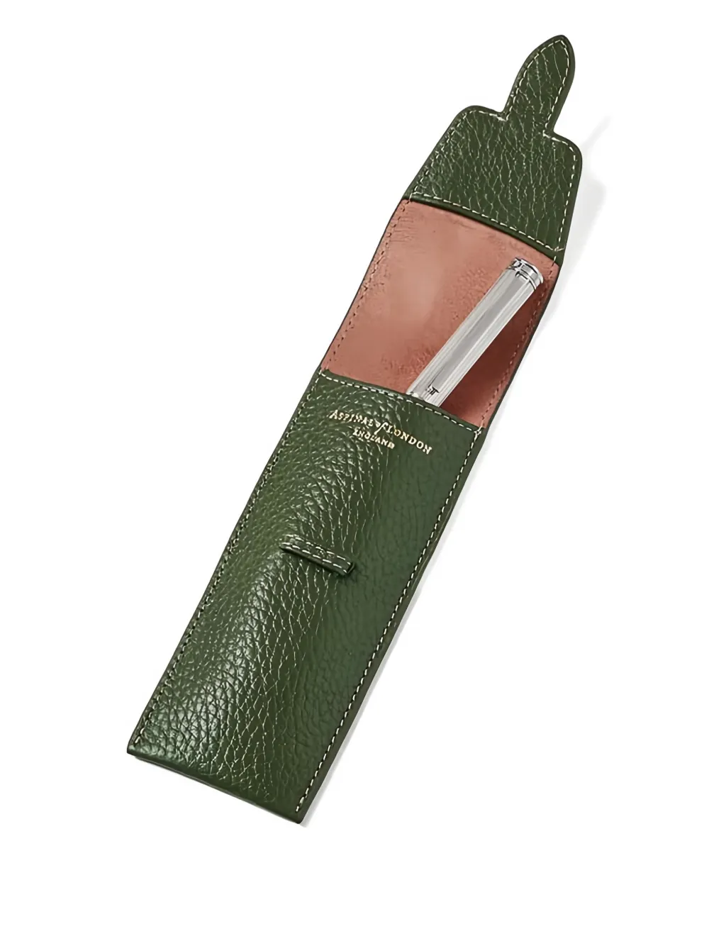 Aspinal Of London Textured Pen Case (16cm X 3.8cm) In Green
