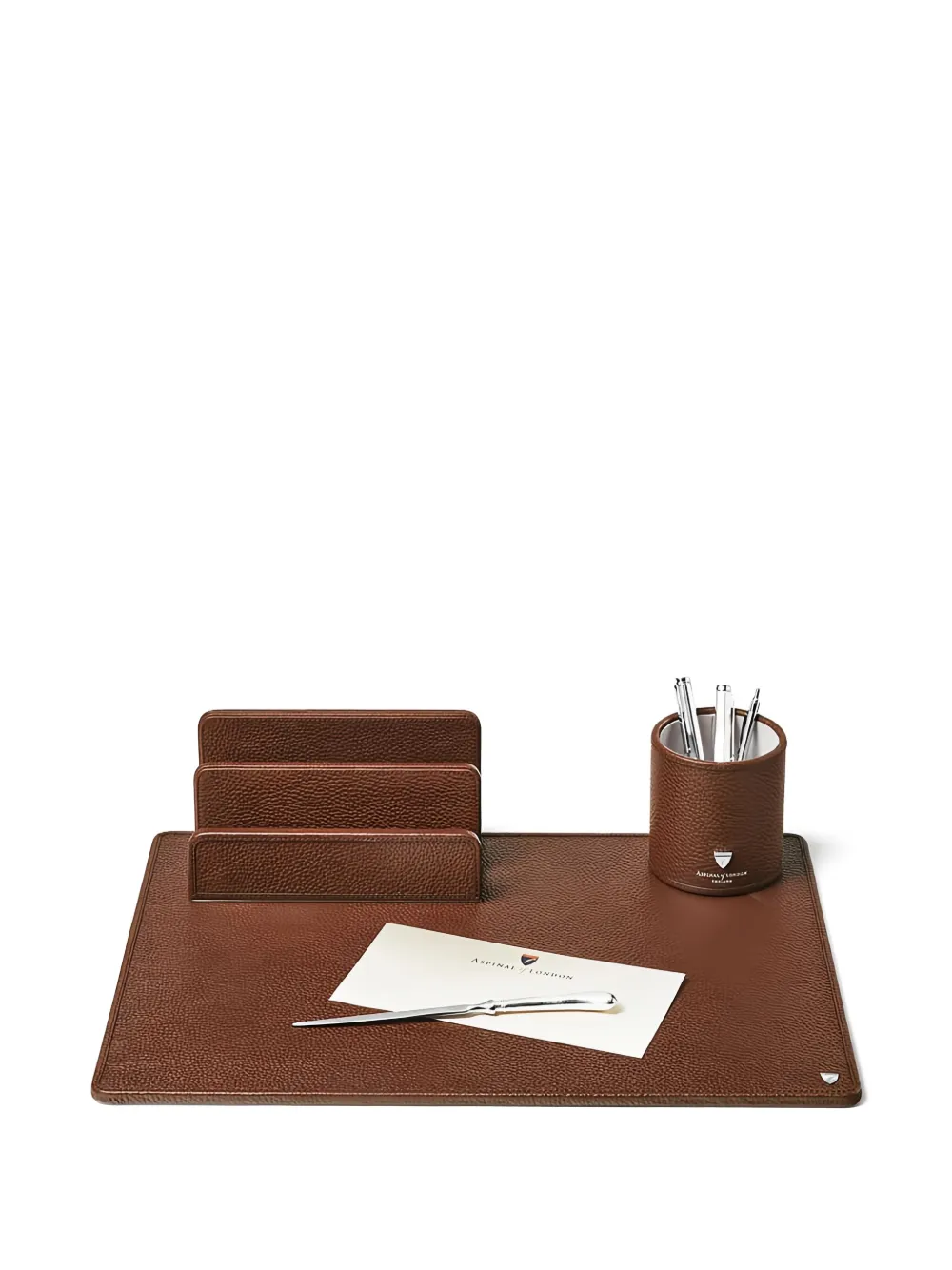 Aspinal Of London Round Pen Pot (10.2cm X 9.1cm) In Brown