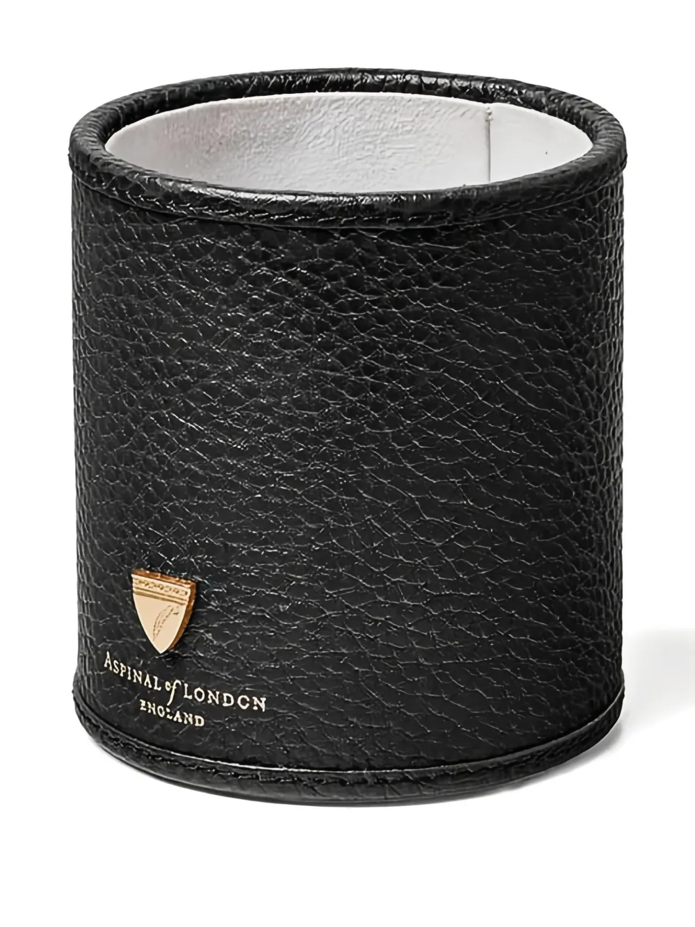 Aspinal Of London Cylindrical Logo Pen Pot (10cm X 9cm) In Black