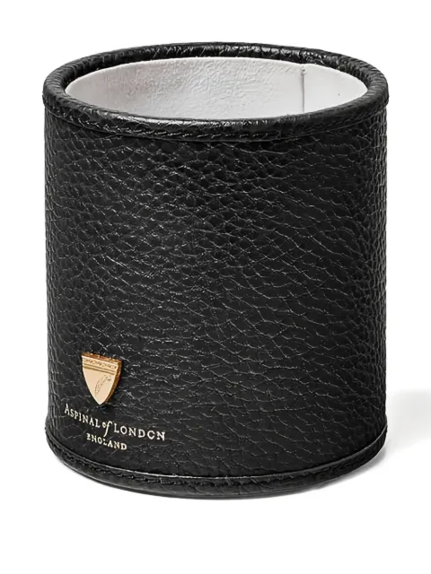 Aspinal Of London cylindrical logo pen pot (10cm x 9cm)