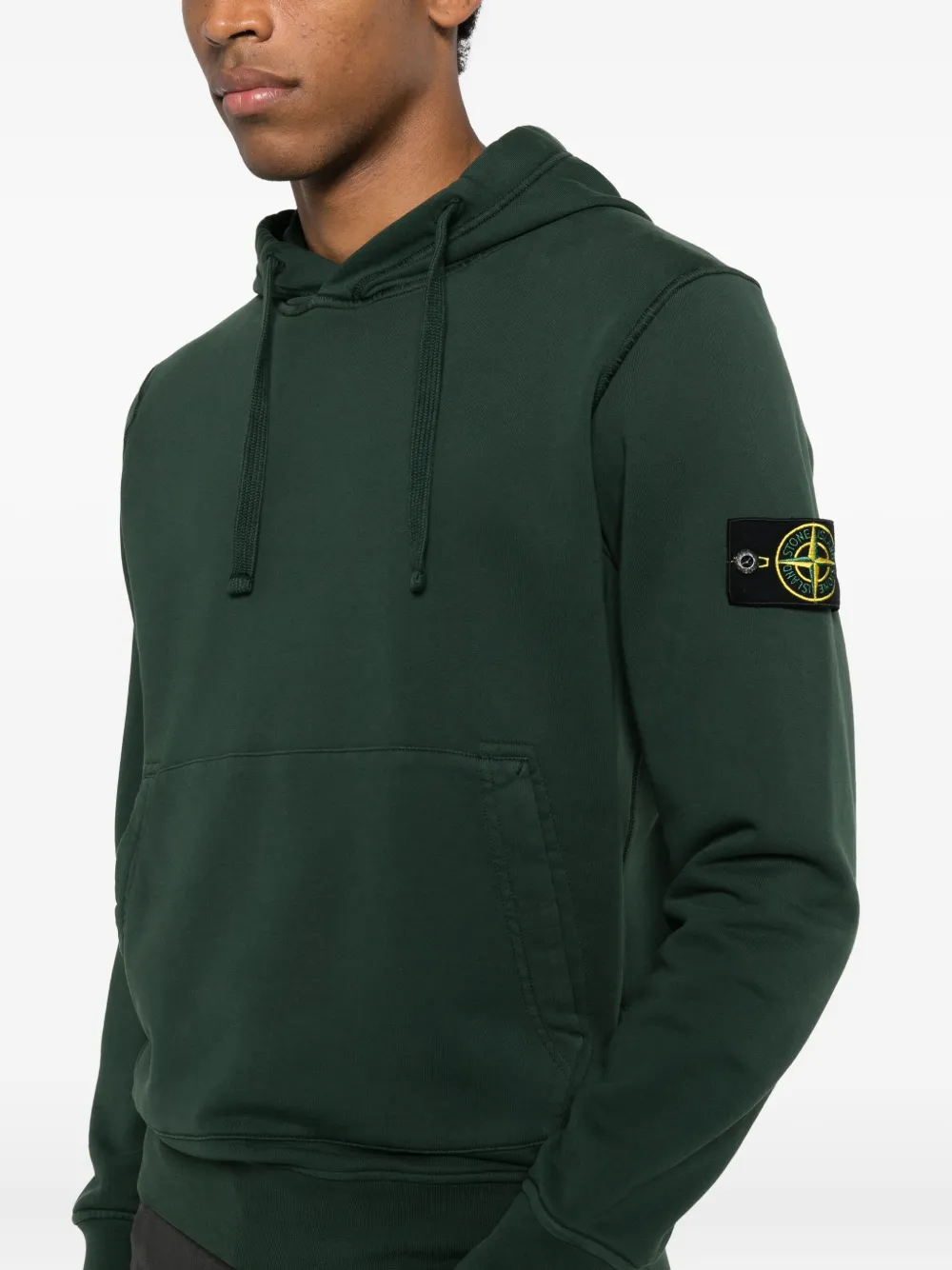 Stone Island Regular-fit Hooded Sweatshirt With Pouch Pocket In Green