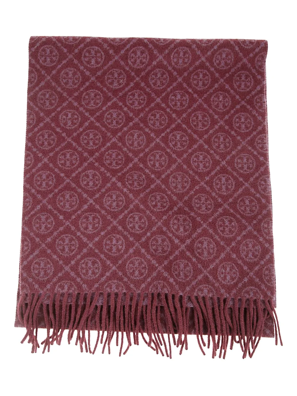 Tory Burch T Monogram Oblong Scarf In Burgundy